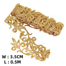 1M/Rolle Metall-Spitzenband Basteln DIY Nähen Kostüme Stickerei Goldene Spitzenborte zum Aufbügeln Blume für Brautkleider Wohndekoration