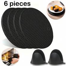 4 Peças Conjunto de Salvamantéis de Silicone - Tapete para Panelas Resistente ao Calor e Antiderrapante, Almofada de Isolamento para Panelas de Cozinha, Tapete de Silicone para Lavar à Mão, Abridor de Latas e Descanso de Copos Tudo em Um