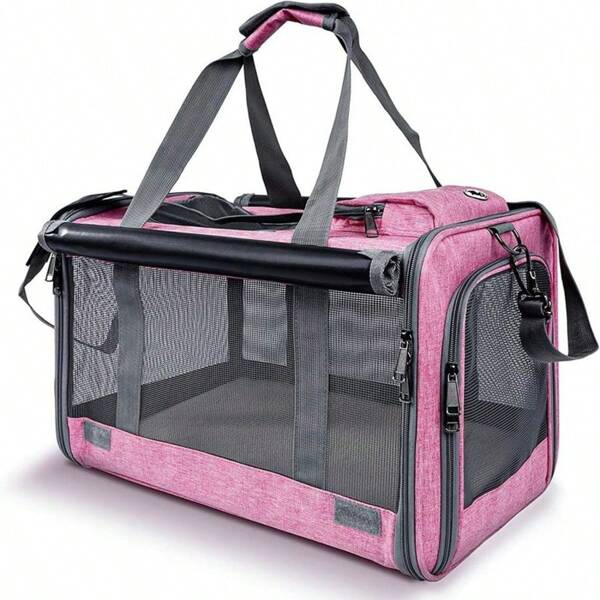 Porta gatti portatile - Porta gatto morbido con lato per gatti di taglia media e cani di piccola taglia fino a 15 libbre, borsa porta animali domestici, porta gatti approvato per voli, trasportino per animali da compagnia, zaino portaanimale domestico con chiusura a mano, trasporto animali di media/grande taglia adatto per viaggi, protezione della privacy