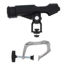 1pc 360 Degree Adjustable Fishing Rod Holder Clamp Style, Foldable Fishing Rod Stand - Black - View 6