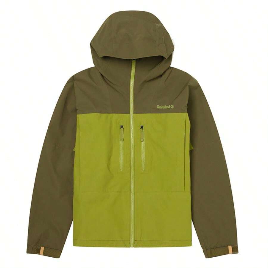 Timberland Chaqueta deportiva con capucha de hombre de bloques de color con cremallera de contraste, deportiva y liviana para entrenamiento, A41SF