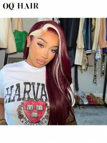 头发 Oq 头发 Oq 假发 直发 13*4 透明蕾丝前假发 Oq 蕾丝前假发 勃艮第 99J/613 金发 Oq 真人发假发 180% 16-28 英寸 预拔蕾丝 迷你结 预漂白头发 万圣节接发配件