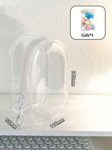 Chic Monster Clear PVC Storage Bag, Dustproof Transparent Protective Display Case For Standing/Sitting Figures, Portable & Waterproof PVC Organizer With Keychain For Dolls Such As Labubu, Cables Add Earbuds, FeatureValentine's/Christmas Gifts (Doll Not Included), For Labubu - Multicolor - View 6