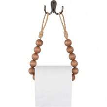 Toilet Paper Holder Natural Wood Bead Toilet Paper Roll Holder Toilet Paper Holder Wall Mount Toilet Tissue Holder Bathroom Towel Holder (Coffee)