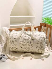 1pc Personalized Embroidered Floral Mommy Bag, Large Capacity Custom Embroidered Maternity Bag, Cute Cartoon Pattern Diaper Bag, Fashion Versatile Mommy Tote Bag For Outdoor, Multi-Functional Diaper & Bottle Shoulder Bag With Stroller Hook, Suitable For Daily Use, Can Be Given As A Gift To Family, Friends, New Moms