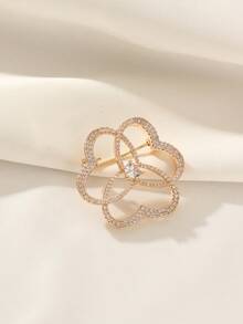 1pc Elegant Vintage Style Multi-Layer Copper Alloy Brooch With Shiny Zirconia - Women's Unique Multi-Layer Heart Design, Suitable For Parties And Special Occasions - Multicolor - View 5