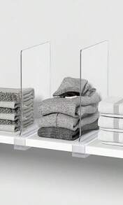 6 PCS Shelf Dividers For Closet Organization Acrylic Clear Closet Shelf Divider For Wooden Shelving Suitable For Wooden Or Vertical Shelves Or Bedroom, Kitchen And Office