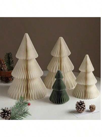 3D Beehive Paper Christmas Tree Desktop Decoration 3 Pieces Set 2025 Paper Flower Ball Center Decoration Home, Office, Kitchen, Holiday Party Multifunctional Decoration Wedding, Birthday And Seasonal Activities New Year Party Home Decoration Table Center Decoration Christmas Decorations Room Decor Winter Christmas Decorations Home Christmas Gifts Christmas Decor