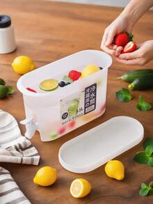 1 pieza Dispensador de jugo para el hogar, dispensador de bebidas para refrigerador, jarra de agua fría de gran capacidad con grifo - Blanco - Ver 8