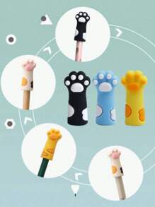 Cute & Adorable Cat Paw Pencil Cap, Cartoon Pencil Sleeve, Elementary School, Boys, Girls, Soft Silicone Protective Cover, Pen Cap, School Supplies (Random Color & Style)