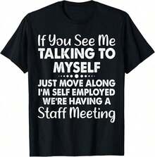 Men's Funny T-Shirt Graphic T-Shirt For Men Funny, If You See Me Taking To Myself T-Shirt. Joke Sarcastic Tee T-Shirt Soft Fabric, Breathable, Comfortable Short Sleeve T-Shirts Perfect For Summer - 黑色 - 查看 1