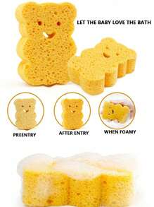 Kids Bath Sponge, Cartoon Soft Scrub Towel, Baby Bath Shower Sponge, Wood Pulp Material, Lather Easily