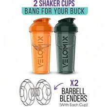 2-Pack 28oz/830ml Premium Shaker Bottles With 4 Stainless Steel Balls - Leakproof  Mixer Cups For Protein, Smoothies & Meal Replacement - Gym, Office, Travel & Home Use - Blue & Clear Combo With Measurement Marks - 96) 綠色/橘色 - 查看 3