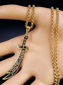 Sword Shape Hollow Pendant Gold/Silver/Black Color Stainless Steel Sword Necklace Fashion Gorgeous Gifts For Men And Women