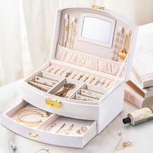 NetHong 2 Layers Large Jewelry Organize Storage Necklace Storage Box Drawer Cabinet - 白色 - 查看 12