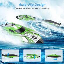 25KM/H High-Speed RC Boat (Green) – 2.4Ghz Remote Control Racing Boat | Self-Righting & Low Battery Alarm - Green - View 6