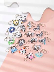 1 件亚克力可爱卡通线条猫钥匙扣/上班族猫/爱心猫/小丑小猫/蜜蜂小猫/蓝色包包小猫/裹在被子里的小猫/哭泣小猫/金钱小猫/芒果小猫/动物主题钥匙扣吊坠背包装饰/包包配件/书包配件/钱包吊坠/朋友的汽车配件包饰动物哥特 Y2k 圣诞礼物创意包挂绳带身份证夹汽车配件包饰 - 彩色 - 查看 11