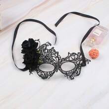 1 件天鹅绒玫瑰黑色眼罩，经典派对化妆舞会半脸面具，适合万圣节、派对、节日和各种场合 - 蕾絲面具 - 查看 5