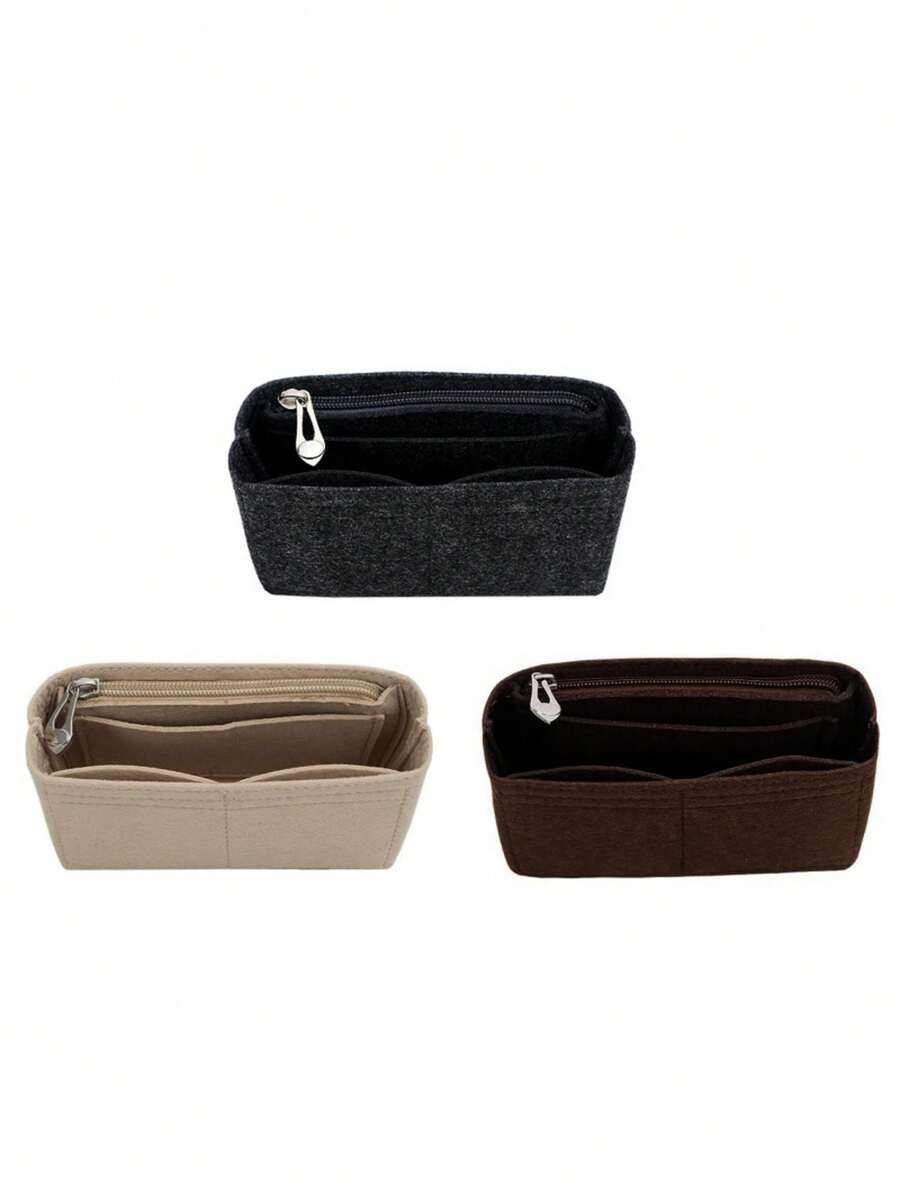 Purse Organizer Insert For Mini Bag Bag Organizer Fit Small Tote Bag Timid Bag Storage & Finishing Inner Bag Liner Handbags Insert Organizer 3 Lines Reinforcement Stitching Back To School Supplies Back To School Essentials - Beige - View 1