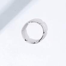 14K Gold Or Rhodium Plated Sterling Silver Chain Link Band Ring - Rhodium - Xem 4