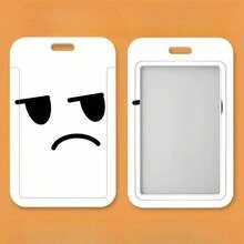 Tarjetero simple con diseño de emoticono, funda protectora para tarjeta de comida, tarjeta de autobús, tarjeta de identificación, tarjetero de identificación laboral, llavero integrado, nuevo - Tarjetero con correa de cuero - Ver 7