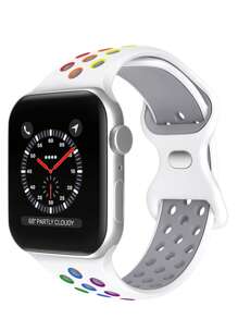 2 件硅胶彩虹镂空蝴蝶扣表带 兼容 38/40/41/42/44/45/49mm Ultra/SE/8/7/6/5/4/3/2/1（男女通用） - 黑彩虹+白彩虹 - 查看 3