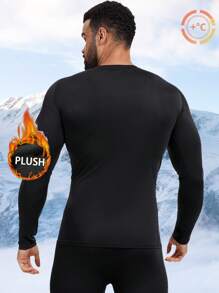 2 Pieces SPORT Men's Thermal Plush Base Layer Set - 24H Heat Retention Black Workout Clothes For Skiing Hiking,Black Workout Clothes For Cycling, Running & Outdoor Training. - Black - View 4