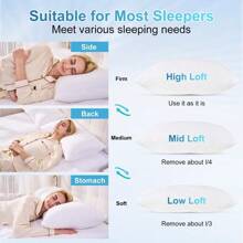 Cooling Pillows For Sleeping 2 Pack Shredded Memory Foam Bed Pillows Standard Size Set Of 2 Gel Pillow For Hot Sleepers Cool Pillow For Side Back And Stomach Sleepers Supportive - 象牙白 - 查看 3