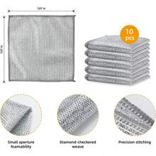 paquete de 10 paños de limpieza de microfibra para alambres - Paños lavado reutilizables de doble cara para lavar platos, cubiertos y utensilios de cocina sin rayar