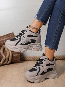 1 Paio di Sneaker con Suola Spessa e Chunky, Scarpe Sportive Casual Leggere per Adolescenti, Scarpe da Ragazza con Tacco Alto, Nuovi Arrivi 2025