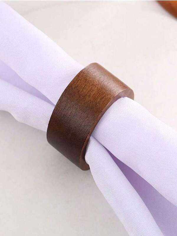 Set de 6 anillos minimalistas para servilletas de madera maciza, portaservilletas de mesa de hotel versátil y de moda para comedor, restaurante, aniversario, cumpleaños, cena, Navidad, fiesta