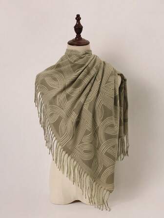 1 件冬季条纹休闲涤纶围巾