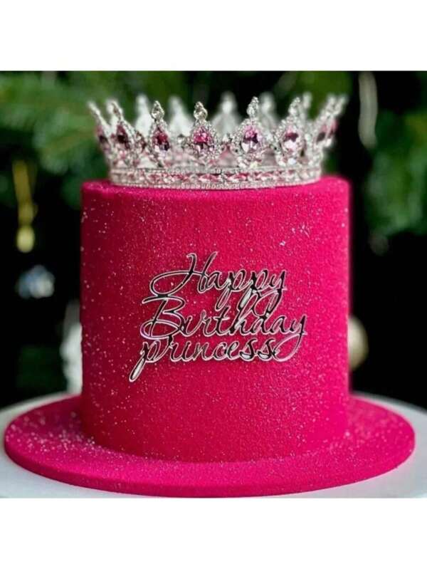 1Pc Rhinestone Baroque Pageant Crowns Cake Decorations Queen Princess Tiara Sparkling Headpieces Crystal Cake Topper