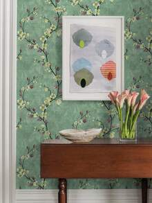 1 Roll Of Vintage Flowers, Plum Blossom Branches, Olive Green, Suitable For Home Decoration, Kitchen Cabinets, Tables And Chairs, Room Backgrounds, Home Renovation, DIY, Waterproof, Stain Resistant, Easy To Clean, Self-Adhesive, Peel And Paste Wallpaper, Wall Stickers, Wallpaper Wall Stickers. - Multicolor - View 8