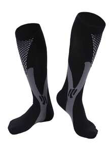 1双男女通用跑步压缩袜，足球骑行袜，20-30mmHg压缩压力，尼龙材质，专为户外骑行设计，速干透气，成人运动袜，篮球网球袜，舒适保暖 - 彩色 - 查看 8