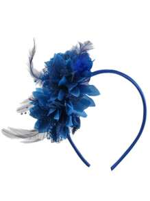 1 件花卉印花羽毛波西米亚花头带，派对/表演羽毛发饰，复古新娘发饰万圣节