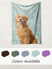 1 pieza Manta personalizada para mascotas, impresión de alta definición que no se desvanece, manta de prensa de calor súper suave de 280 g/m², se puede agregar el nombre/cumpleaños de la mascota, y es hipoalergénica sin irritación. - Multicolor - Ver 6