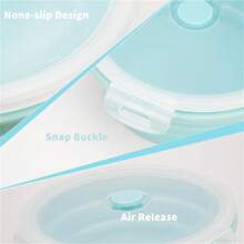 硅胶可折叠食品储存容器 - 带盖准备/储存碗 - 圆形硅胶午餐盒 - 微波炉和冷冻食品容器