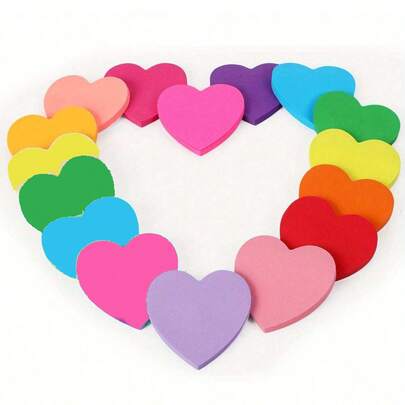 16pcs/Pack Heart Shaped Sticky Notes, Total 480 Sheets(30 Sheets/Book), Multi-Color, Love Message Memo Pad, Cute Colorful Self-Adhesive Notes, Creative Stickers, Tags, Gift Cards, For Holidays,For School Supplies,Back To School