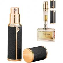 5ml Golden Refillable Perfume Atomizer - Portable Travel Spray Bottle With Leather Case, Mini Cologne Dispenser For Women & Men, Leakproof Essential Oil Bottle For Purse, Gym Bag & Travel