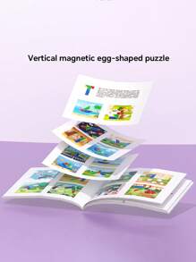 Rompecabezas magnético de madera Tangram para niños de 3+ años - Juguete educativo Montessori de matemáticas con tarjetas de escena, regalo de rompecabezas para el cerebro para jardín de infantes y primer grado, juego de entrenamiento lógico para fiestas de cumpleaños