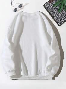 Men's Solid Color Casual Street Loose Fit Crew Neck Sweatshirt, Autumn/Winter