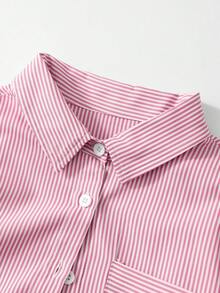 3pcs/Set Autumn New Teen Fashion Striped Shirt With Camisole And Straight Leg Pants Set