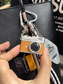 彩色编织绳汽车钥匙链，配有复古迷你相机和胶卷轴吊坠，台球主题装饰吊坠，适用于女士包包、手链、背包装饰钥匙链 - 彩色 - 查看 4