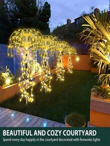 户外防水太阳能鞭炮灯，太阳能烟花灯，垂柳灯，LED蒲公英星光仙女灯，花园氛围装饰，适用于庭院、小径、露台、花坛、露营、派对装饰 - 太陽能煙火燈 - 查看 11