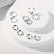 5 Pairs Elegant Minimalist Stainless Steel Hoop Earrings Set, Suitable For Women, Fashion Small Cartilage Helix Piercing Earrings, Suitable For Daily And Party Wear