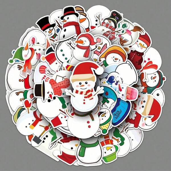 50pcs Cute Pink Christmas Graffiti Stickers, Cartoon Snowman Winter Forest Santa Decorative Decals, Window Shop Cafe Bar Bookstore Holiday Thought Decorations, Gift Wrapping Decorative Stickers, For Party, Scrapbook, Gifts, Journaling, Laptop, Skateboard, Bottles, Phone, Notebooks, Posters, Car