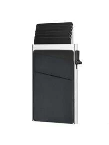 1pc, Minimalist Pop-Up Card Holder Wallet, Suitable For Men's RFID Shielding | Ultra-Thin Business Credit Card Wallet With Money Bag | Aluminum Metal Bank Card Holder, Can Store Banknotes, Coins, And Debit Cards, Is The Best Gift For Men