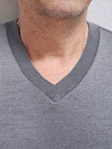 Men's Cold Weather Blouse | Men's Knit Sweater | Winter Knit Wool Pullover Long Sleeve V-Neck - 深灰色 - 查看 6