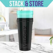 2-Pack 28oz/830ml Premium Shaker Bottles With 4 Stainless Steel Balls - Leakproof  Mixer Cups For Protein, Smoothies & Meal Replacement - Gym, Office, Travel & Home Use - Blue & Clear Combo With Measurement Marks - 21) Black / Turquoise - View 6